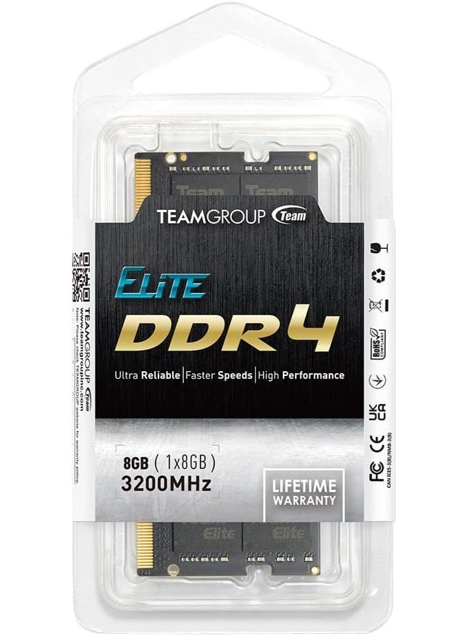 تيم جروب ذاكرة TEAM GROUP DDR4 ELITE SO-D4 سعة 8 جيجابايت بتردد 3200 ميجاهرتز وتوقيت CL22-22-22-52 وجهد 1.2 فولت - TED48G3200C22-S01 - Image 2