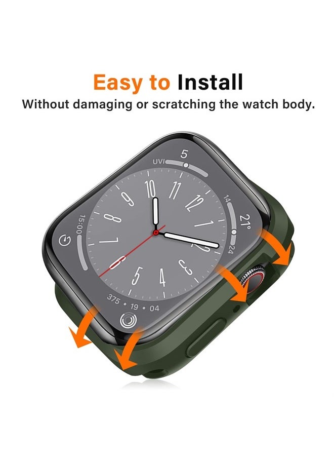 Amizee - Compatible with Apple Watch Case Series 8/7 45mm Series 6/5/4/SE 44mm, Slim Flexible TPU Shockproof Bumper Protective Cover Case for Apple Watch SE and iWatch Series 8 7 6 5 4 - Army Green - Image 1