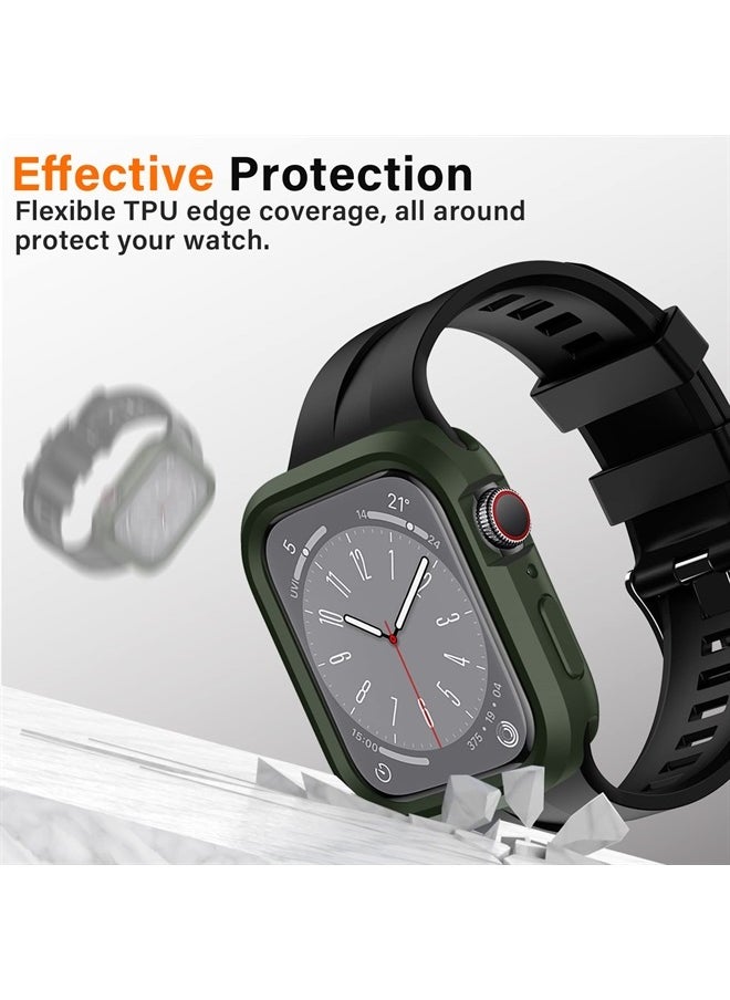 Amizee - Compatible with Apple Watch Case Series 8/7 45mm Series 6/5/4/SE 44mm, Slim Flexible TPU Shockproof Bumper Protective Cover Case for Apple Watch SE and iWatch Series 8 7 6 5 4 - Army Green - Image 1