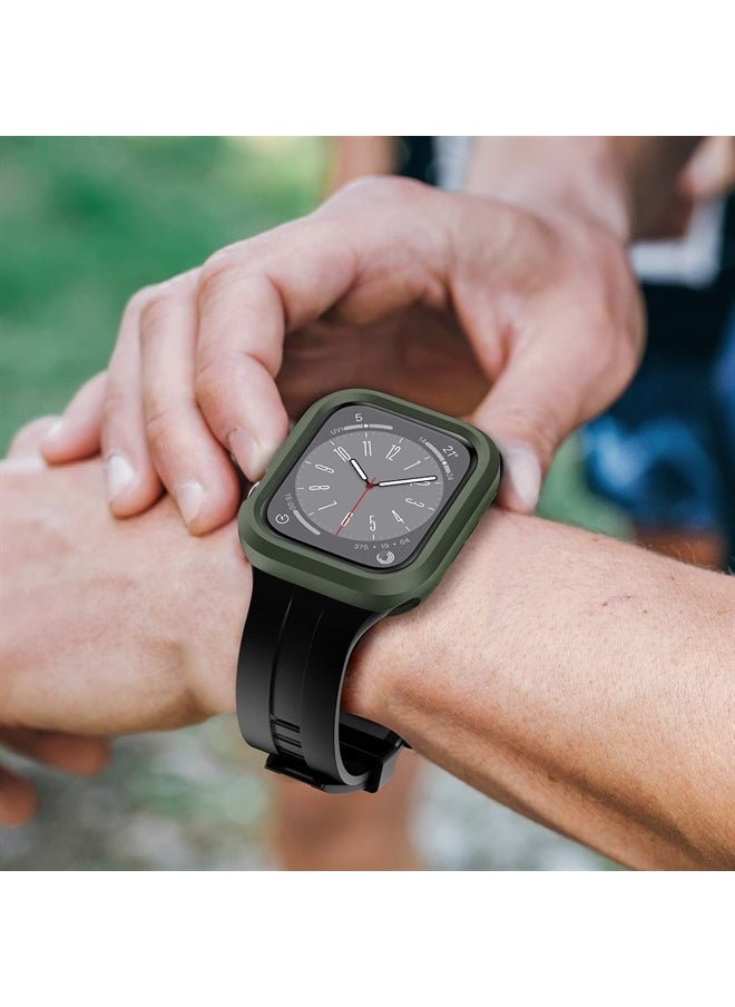Amizee - Compatible with Apple Watch Case Series 8/7 45mm Series 6/5/4/SE 44mm, Slim Flexible TPU Shockproof Bumper Protective Cover Case for Apple Watch SE and iWatch Series 8 7 6 5 4 - Army Green - Image 1