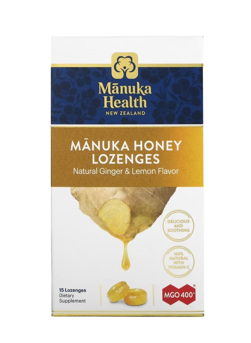 Manuka health Manuka Honey Lozenges Natural Ginger & Lemon MGO 400+ 15 Lozenges  - Image 1
