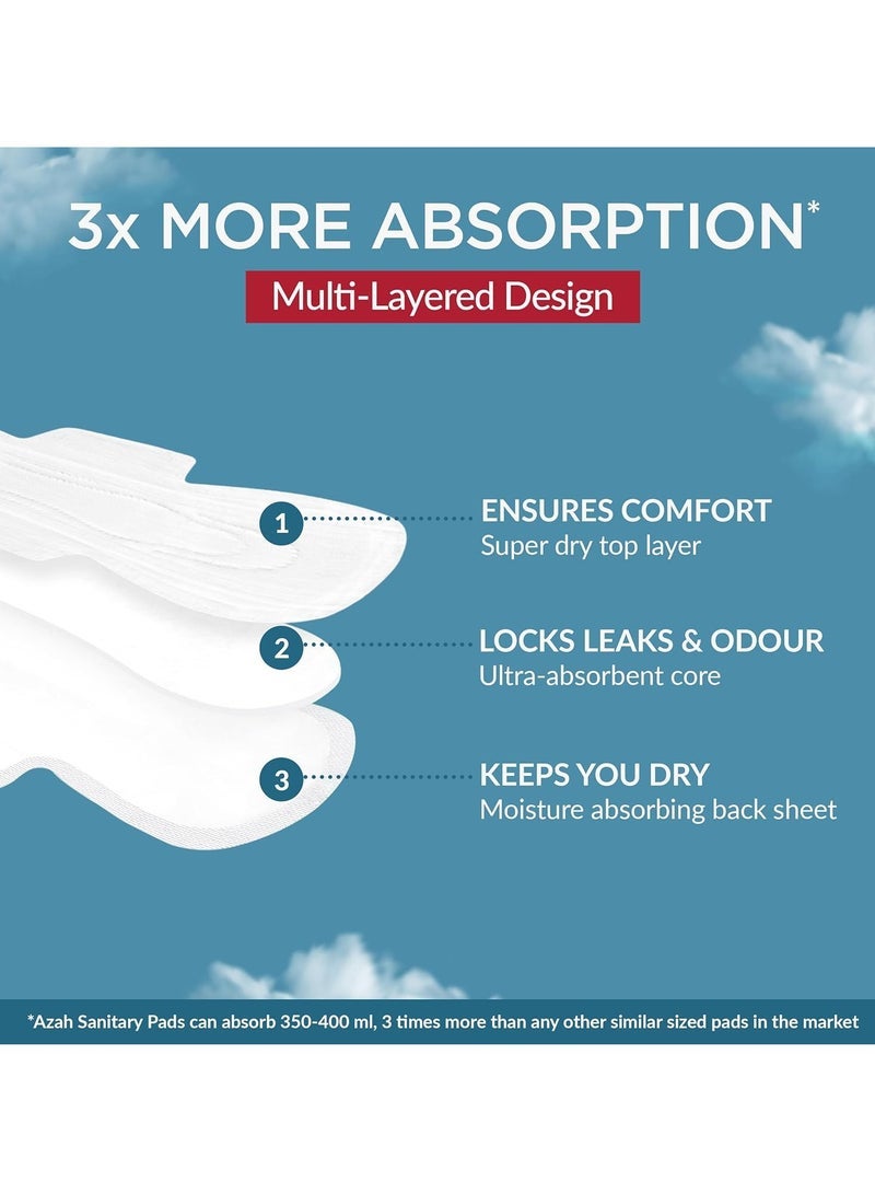 AZAH Sanitary Pads for Women Regular [Pack of 12] 100% Rash-Free sanitary napkins | 3x More Absorption, Cottony Soft and Dry Top Cover for heavy Flow | Leak-Proof | With Disposable Bag - Image 3