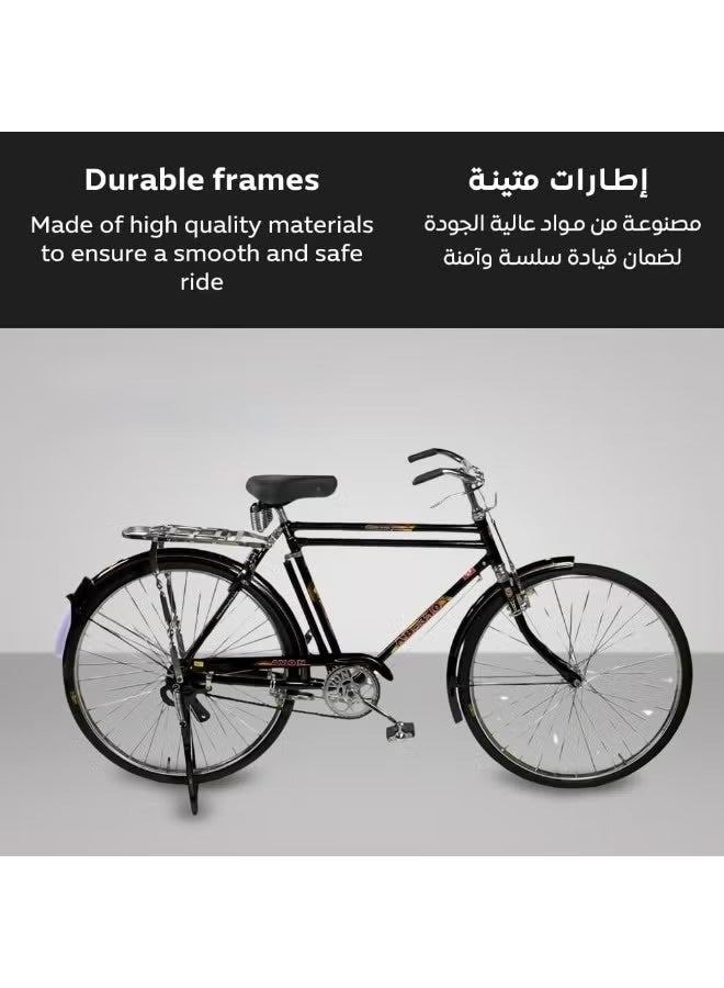 ستار كيدز دراجة كلاسيكية هندية للاستخدام اليومي، صناعة هندية، هيكل قوي مع قفل ومفتاح، مقعد خلفي إضافي، فرامل مزدوجة، قيادة مريحة، إطارات هوائية، دراجة طريق للكبار - Image 5