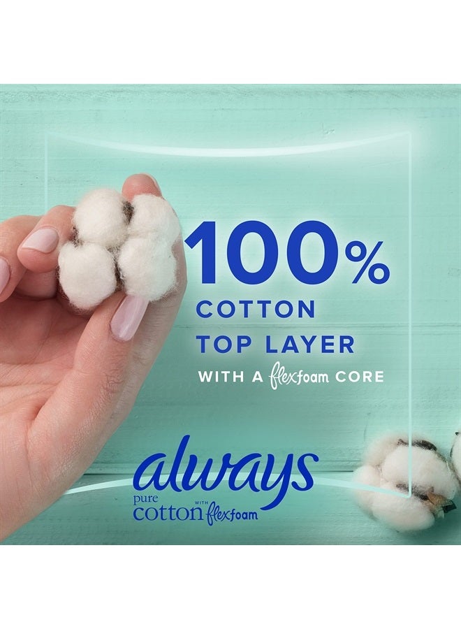 Always Pure Cotton, Feminine Pads For Women, Size 5 Extra Heavy Overnight Absorbency, Multipack, With Flexfoam, With Wings, Unscented, 18 Count x 3 Packs (54 Count total) - Image 2