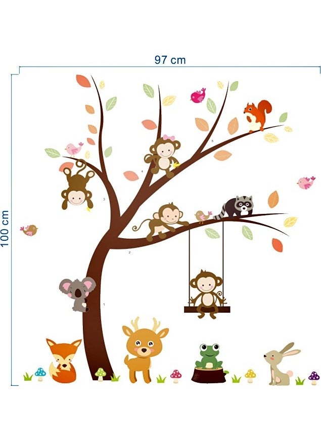 ZOOYOO kids room decor asia animals monkey fox squirrel koala rabbit wall pvc sticker  - Image 4