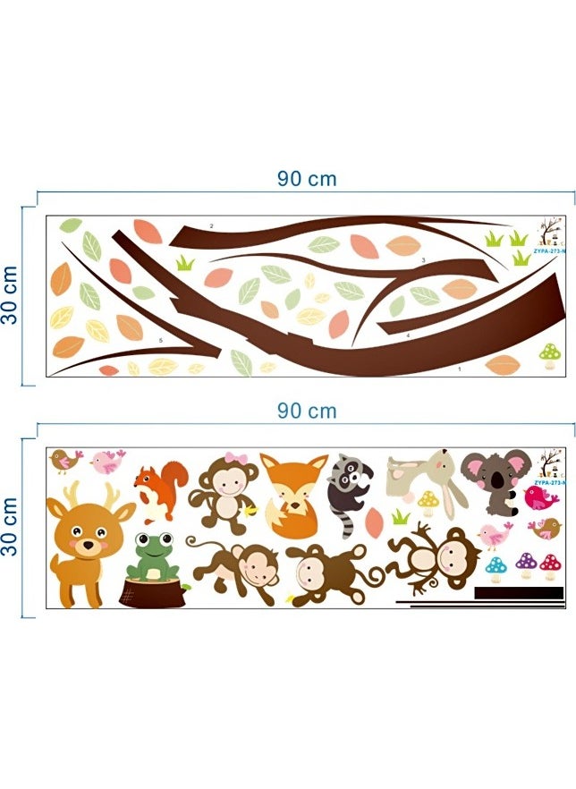 ZOOYOO kids room decor asia animals monkey fox squirrel koala rabbit wall pvc sticker  - Image 5