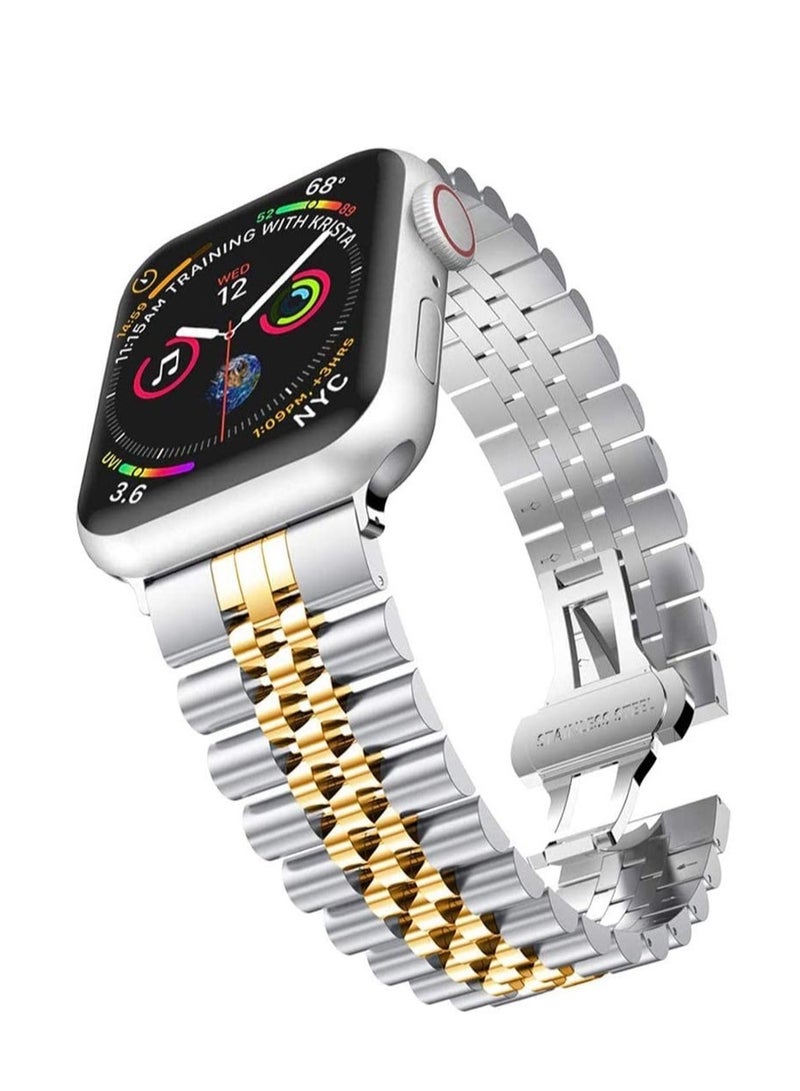 ELTRAZONE Replacement Band Compatible with Apple Watch 45mm / 44mm / 42mm, Stainless Steel Solid Strap Metal Bracelet for Apple Watch Series 7/6/5/4/3/2/SE - Image 1