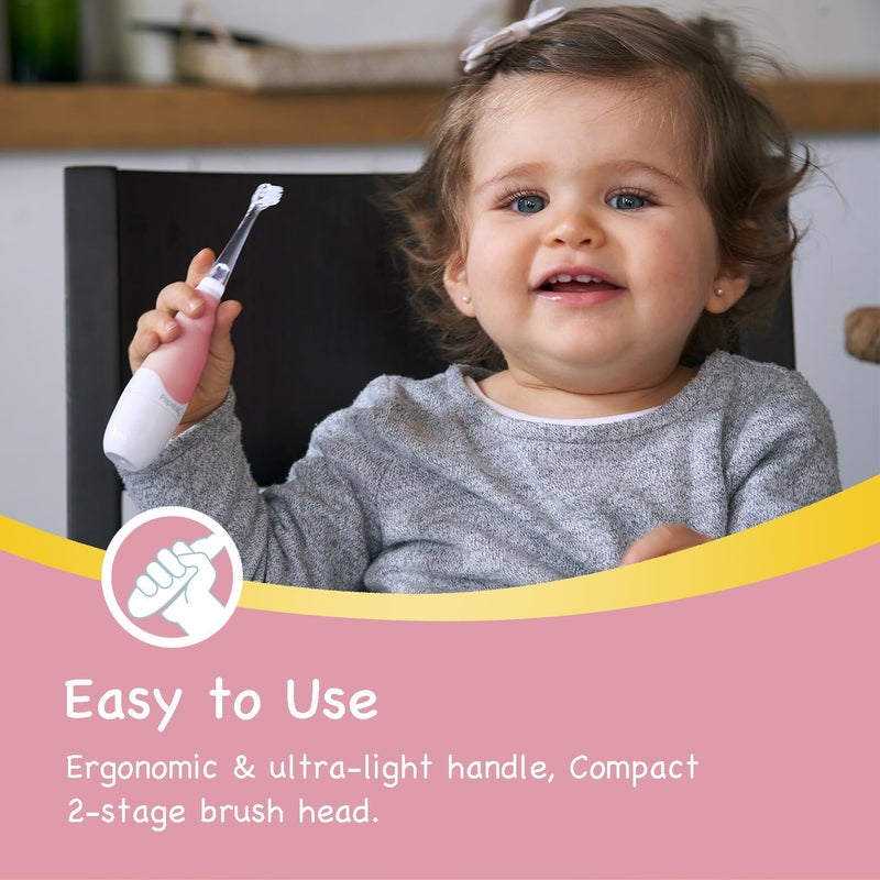 Papablic BabyHandy 2-Stage Sonic Electric Toothbrush for Babies and Toddlers Ages 0-3 Years, Pink - Image 5