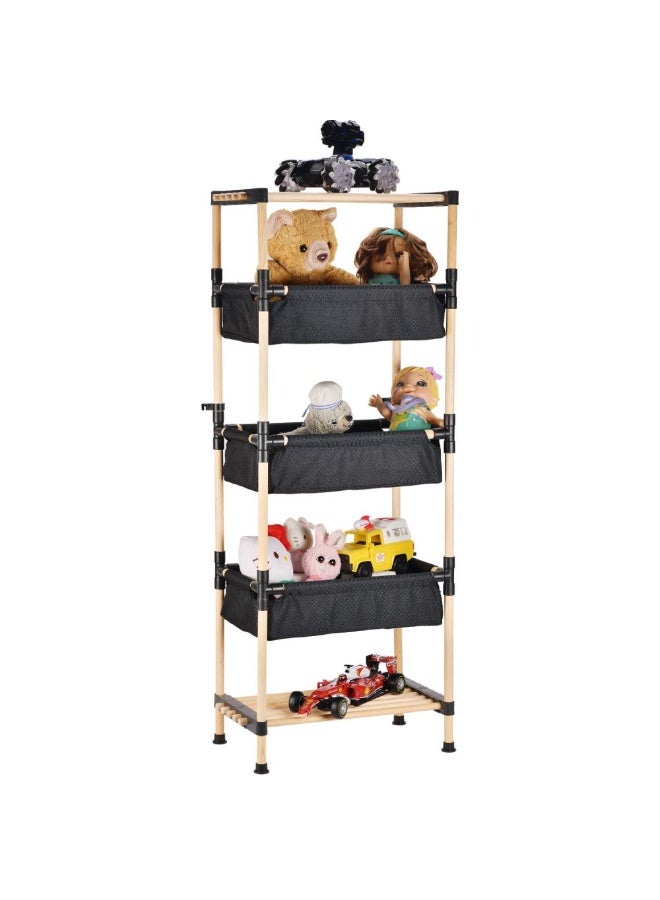 Wooden shelves Multipurpose rack with 3 basket 2 rack Wooden Shoe Rack - Storage Bench, Closet, Bathroom, Kitchen, Entry Wood Organizer - Image 1