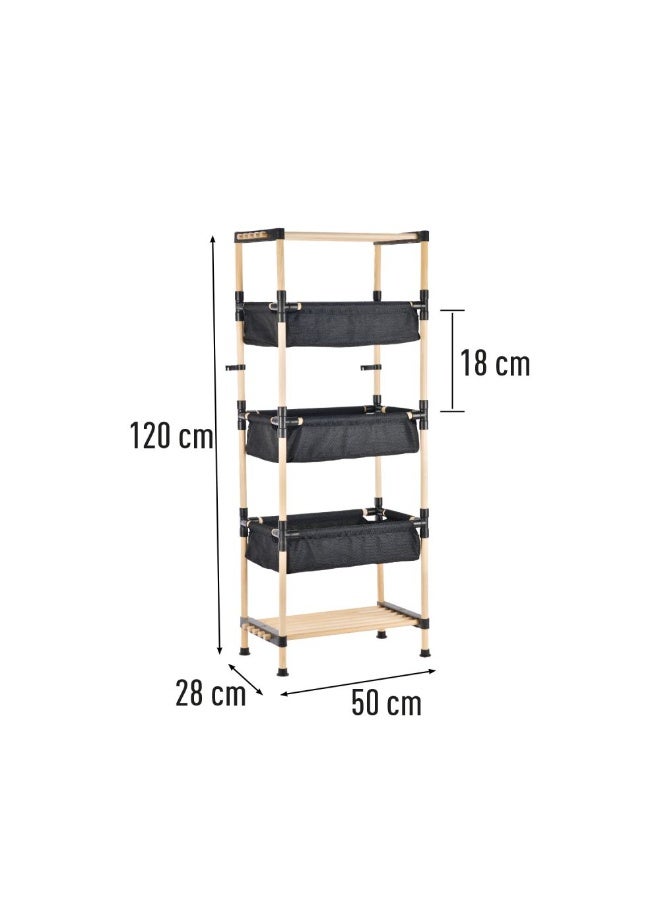 Wooden shelves Multipurpose rack with 3 basket 2 rack Wooden Shoe Rack - Storage Bench, Closet, Bathroom, Kitchen, Entry Wood Organizer - Image 3