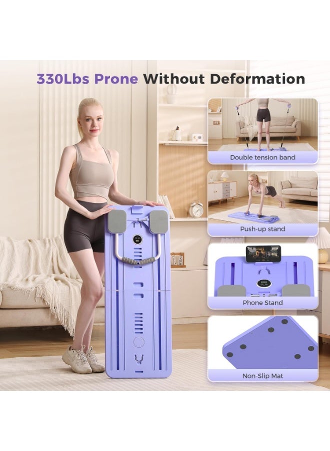 Bukela Pilates Board, Pilates Reformer Set, Multi-Purpose Foldable Pilates Reformer Board for Home, 5 in 1 Pilates Sliding Board (Purple) - Image 2