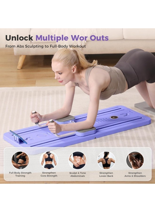 Bukela Pilates Board, Pilates Reformer Set, Multi-Purpose Foldable Pilates Reformer Board for Home, 5 in 1 Pilates Sliding Board (Purple) - Image 3