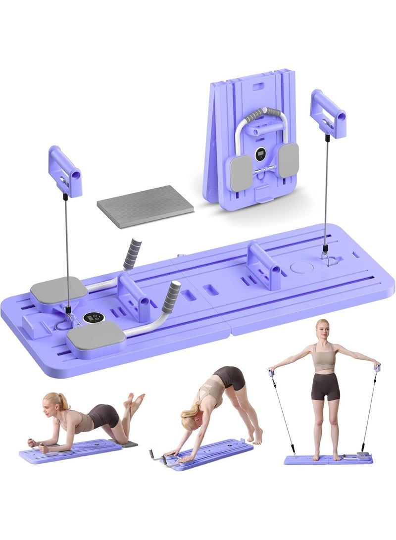 Bukela Pilates Board, Pilates Reformer Set, Multi-Purpose Foldable Pilates Reformer Board for Home, 5 in 1 Pilates Sliding Board (Purple) - Image 1