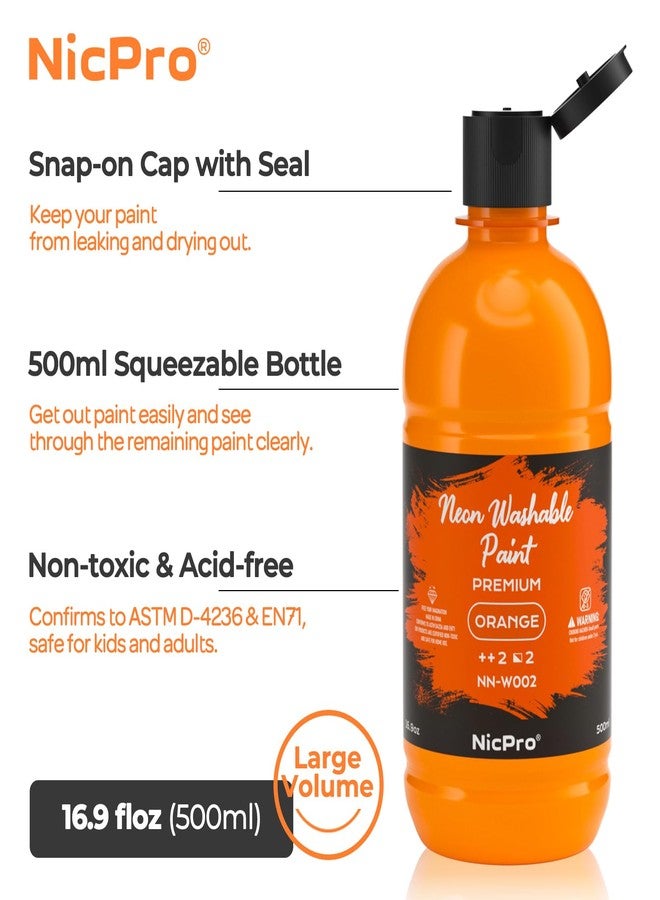 نيكبرو مجموعة ألوان نيكبرو الفلورسنتية الكبيرة القابلة للغسل للأطفال (16.9 أونصة)، تتوهج تحت الضوء الأسود، ألوان تمبرا نيون غير سامة للفنون والحرف اليدوية، ورسم الملصقات والأصابع، مناسبة للمدرسة والمنزل والفصول الدراسية والحفلات - Image 3