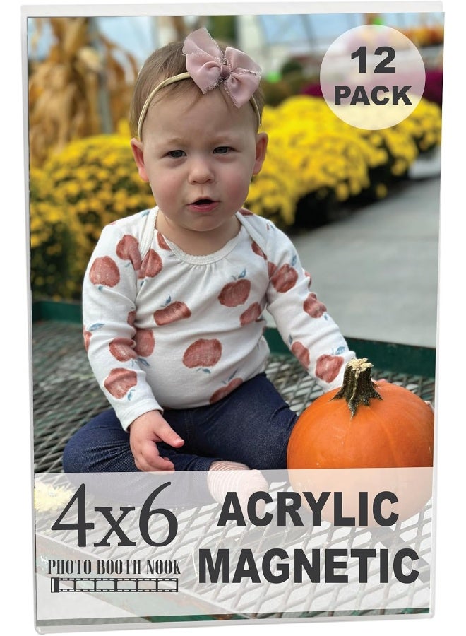 Photo Booth Nook | Magnetic Photo Frames for Refrigerator 4x6 (12 Count) | Clear Acrylic Picture frames 4x6 | Vertical Orientation - Image 4