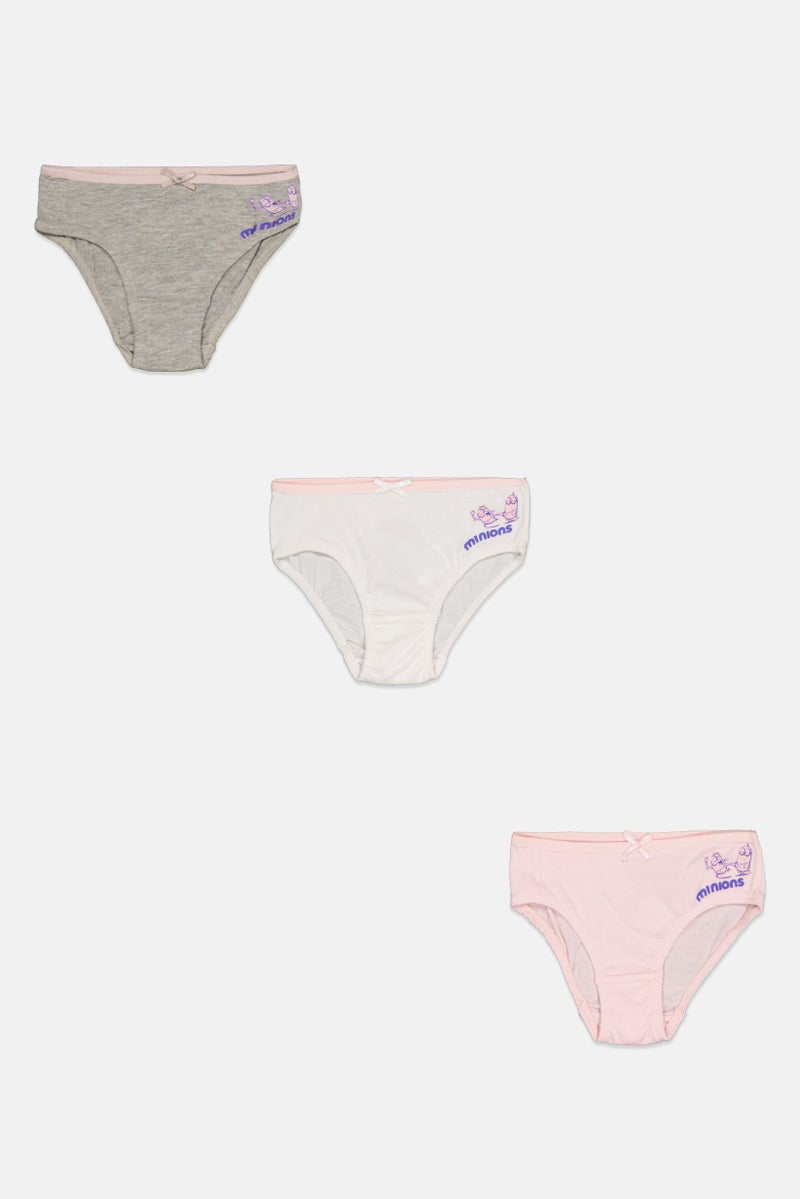 Minions Kids Girl 3 Pieces Graphic Print Briefs, Multicolor - Image 2