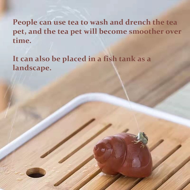 LYART Tea Pet Frog That Can Spray Water, Cute Zisha Kung Fu Tea Ornament Accessories of Frog Tea Set, Decoration for Tea Table Desk Tearoom, Great Gift for Tea Lover Friend (4. Frogs and conch) - Image 3