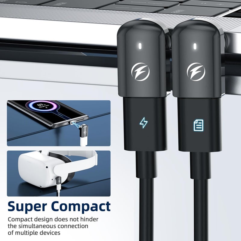DuHeSin USB C Magnetic Adapter 240W (2 Pack) Right Angle Magnetic USB C Adapter 24 Pins with USBC 4 40Gbps 8K 60Hz for Thunderbolt 3/4, MacBook Pro/Air, Swtich and More Type C Devices - Image 5
