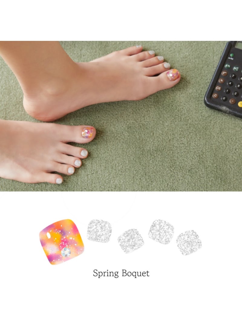 FOLARIS Spring Bouquet Korean 32 Piece Nail Art with Genuine Swarovski Crystals -  – Elegant, Long-Lasting Pediicure - Image 2