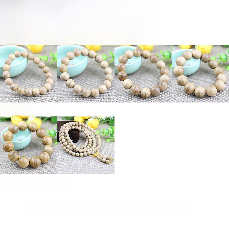 Handmade Wooden Buddhist Prayer Beads Bracelet Milk incense and aloes 