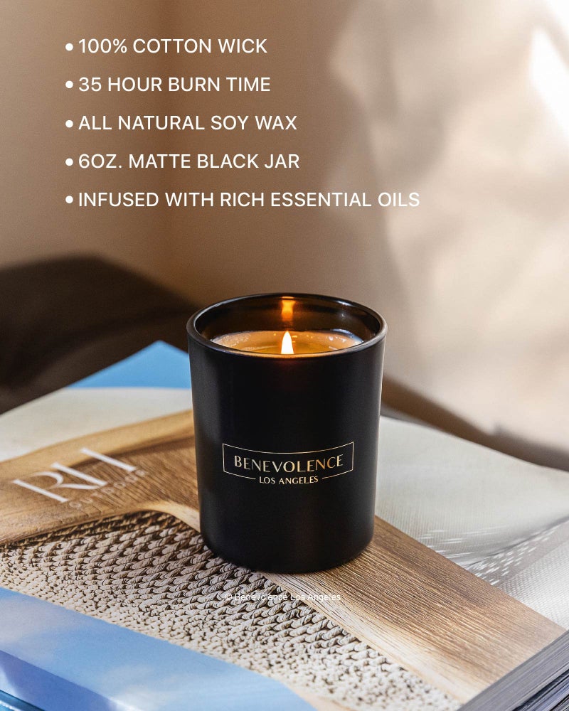Benevolence LA Lemongrass & Basil Wood Wick Candles | Soy Christmas Scented Candles for Home | Holiday Candle Gifts for Women and Men | Home Fragrance | Aromatherapy | Shelf Decor | 8oz, 45 Hour Burn - Image 4