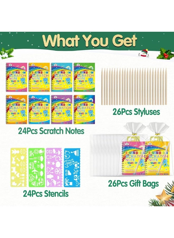 ZMLM Rainbow Scratch Party Favors Kids: Birthday Gifts Toy Bulk Scratch Art Notebook 24 Pack Scratch Paper Birthday Party Favor Girls Boys Art Craft Kit Scratch Pads Classroom Prizes - Image 1