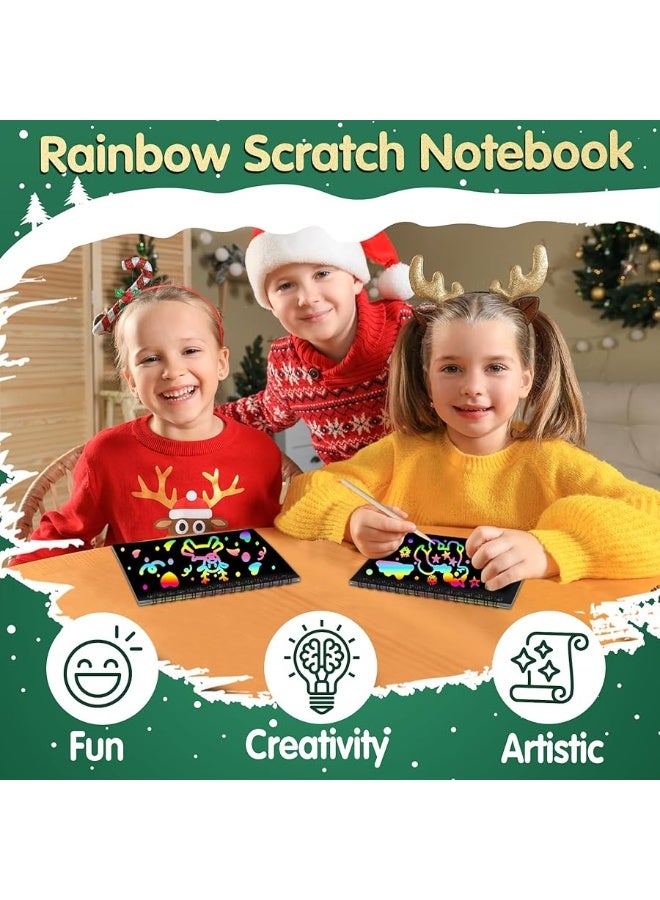 ZMLM Rainbow Scratch Party Favors Kids: Birthday Gifts Toy Bulk Scratch Art Notebook 24 Pack Scratch Paper Birthday Party Favor Girls Boys Art Craft Kit Scratch Pads Classroom Prizes - Image 3