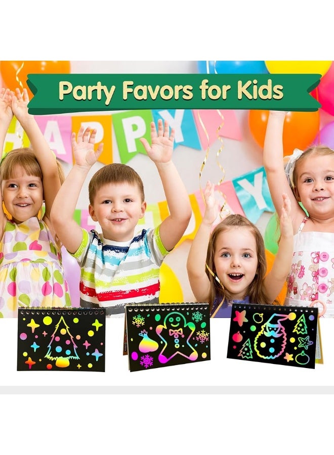 ZMLM Rainbow Scratch Party Favors Kids: Birthday Gifts Toy Bulk Scratch Art Notebook 24 Pack Scratch Paper Birthday Party Favor Girls Boys Art Craft Kit Scratch Pads Classroom Prizes - Image 2