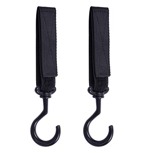Wisdompro Car Seat Headrest Hook 2 Pack MultiPurpose Hanger for Handbag Purse Coat Clothes Grocery Bag Black