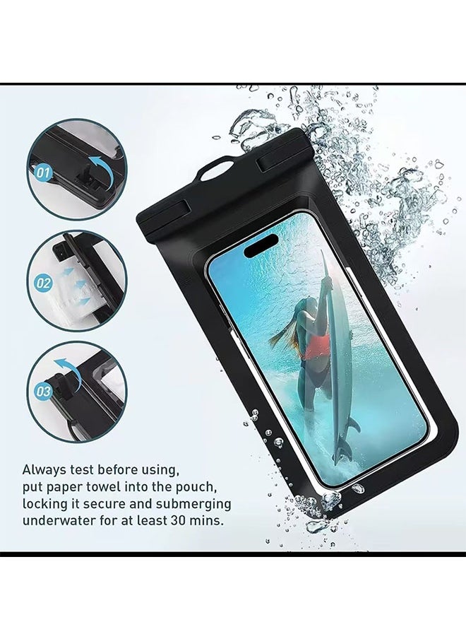 JCB CHIC 2Pcs Universal Waterproof Phone Pouch, Large Phone Waterproof Case  Dry Bag (Protection Level: IP68) ,7.2" Swimming Bag Water With Lanyard,Fit For Outdoor Sports(DDWT-ZP21 black)  - Image 4