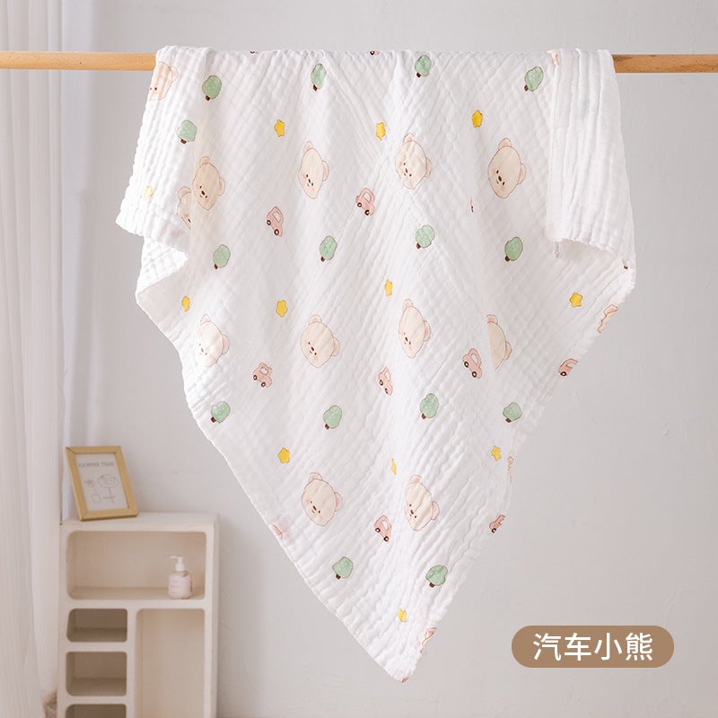 Four Seasons Baby Bubble Gauze Bath Towel Wrap Cute Cartoon Kindergarten Baby Nap Quilt Cover Blanket - Image 1