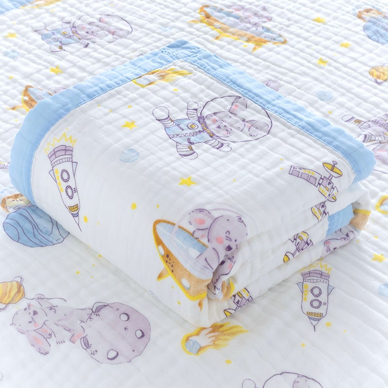 Four Seasons Baby Bubble Gauze Bath Towel Wrap Cute Cartoon Kindergarten Baby Nap Quilt Cover Blanket - Image 3