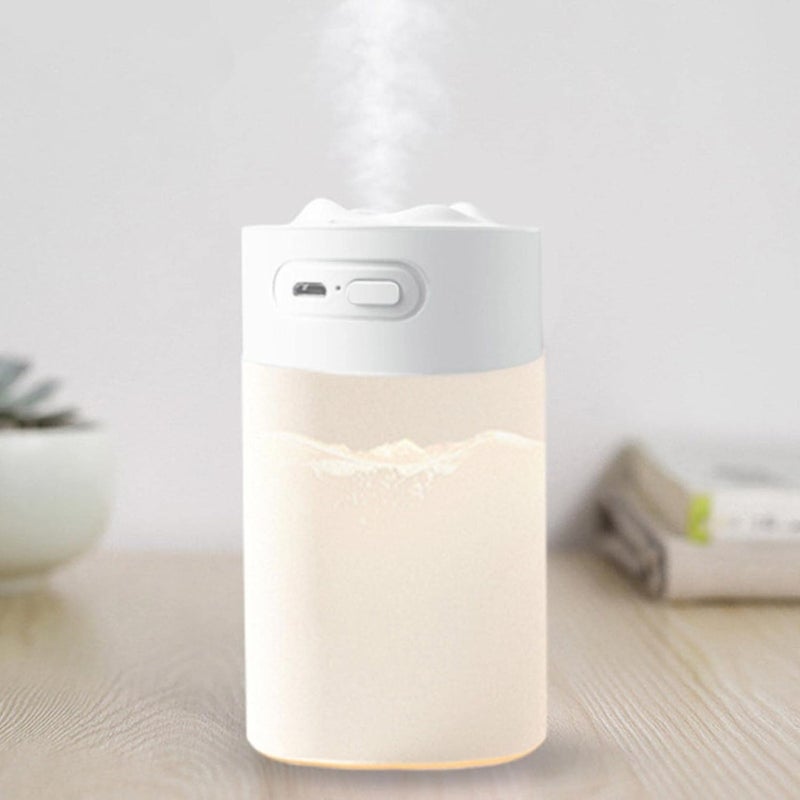 klarako Mini Humidifier 350ml Cool Mist Humidifier, Portable Car Essential Oil Diffuser Humidifier with Atmosphere light, USB Desktop Humidifier for Home Baby Bedroom Office Travel (White) - Image 1