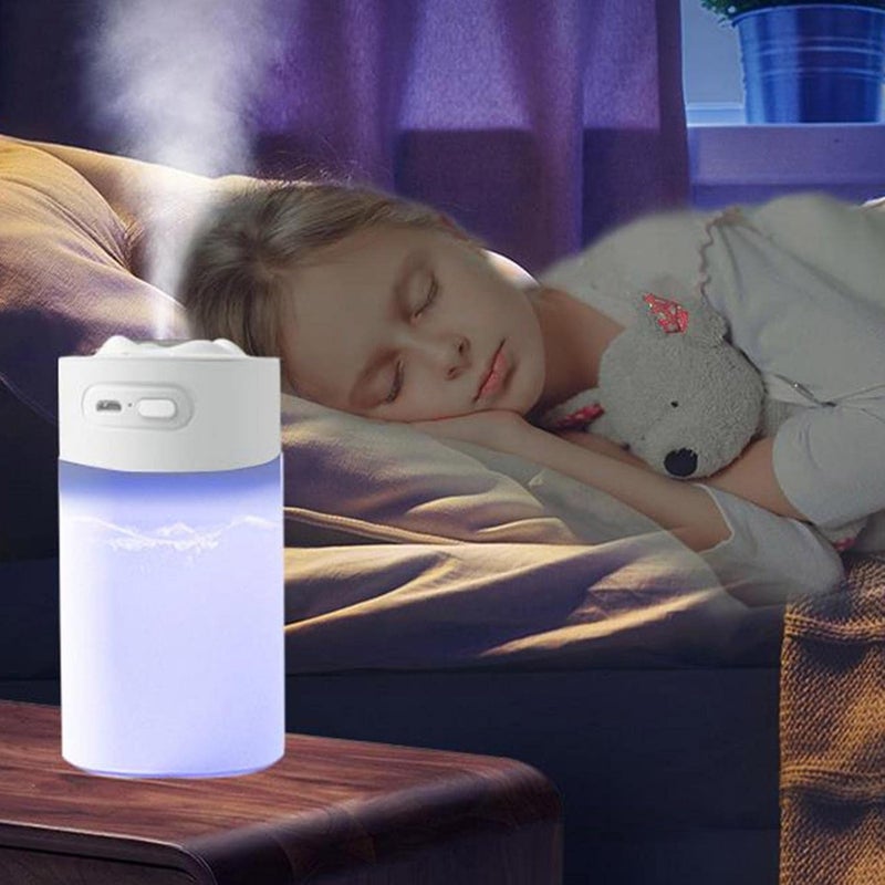 klarako Mini Humidifier 350ml Cool Mist Humidifier, Portable Car Essential Oil Diffuser Humidifier with Atmosphere light, USB Desktop Humidifier for Home Baby Bedroom Office Travel (White) - Image 2