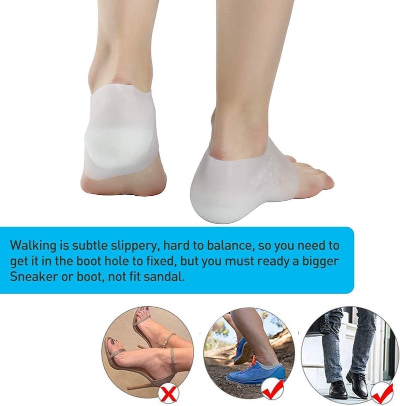 Luckam 2 Pcs Invisible Height Increase Insole, Height Increase Socks Wearable Heel Cushion Inserts Shoe Soft Silicone Heel Lift Insole Leg Lengthen, for Men and Women 5.5 cm（White） - Image 2