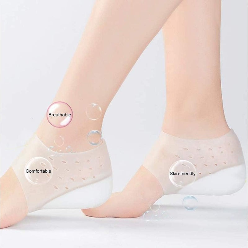 Luckam 2 Pcs Invisible Height Increase Insole, Height Increase Socks Wearable Heel Cushion Inserts Shoe Soft Silicone Heel Lift Insole Leg Lengthen, for Men and Women 5.5 cm（White） - Image 3