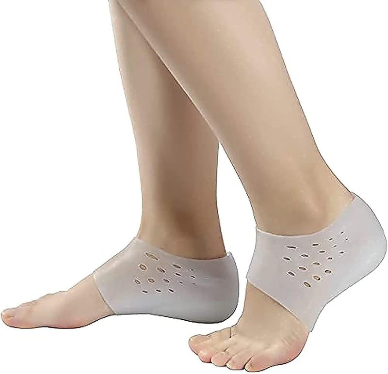 Luckam 2 Pcs Invisible Height Increase Insole, Height Increase Socks Wearable Heel Cushion Inserts Shoe Soft Silicone Heel Lift Insole Leg Lengthen, for Men and Women 5.5 cm（White） - Image 1