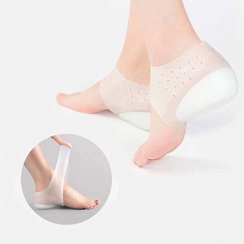Luckam 2 Pcs Invisible Height Increase Insole, Height Increase Socks Wearable Heel Cushion Inserts Shoe Soft Silicone Heel Lift Insole Leg Lengthen, for Men and Women 5.5 cm（White） - Image 4