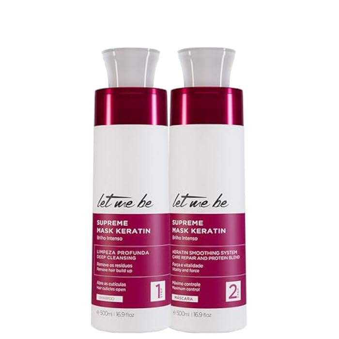Let Me Be Supreme Mask Keratin Kit – Deep Cleansing Shampoo + Keratin Smoothing System – For Smoother, Shinier, More Manageable Hair – 2x500ml / 17.6 fl.oz. - Image 1
