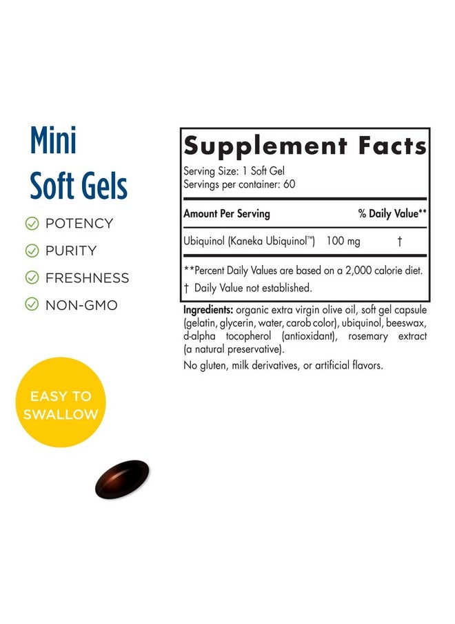 NORDIC NATURALS Nordic Coq10 Ubiquinol 60 Mini Soft Gels 100 Mg Coenzyme Q10 (Coq10) Ubiquinol Heart & Brain Health Cellular Energy Production Antioxidant Support Nongmo 60 Servings  - Image 3