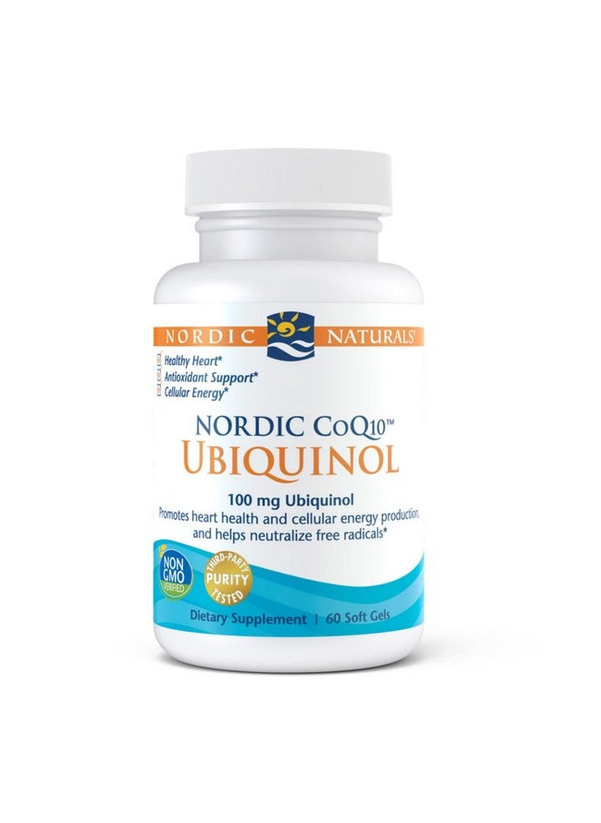 NORDIC NATURALS Nordic Coq10 Ubiquinol 60 Mini Soft Gels 100 Mg Coenzyme Q10 (Coq10) Ubiquinol Heart & Brain Health Cellular Energy Production Antioxidant Support Nongmo 60 Servings  - Image 1