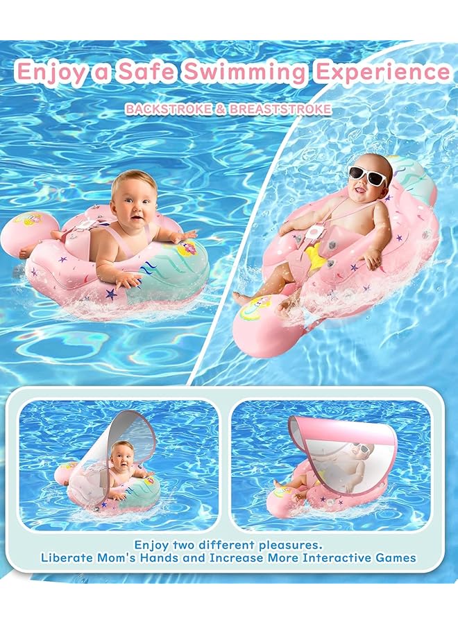 KASTWAVE Baby Pool Float With Removable Canopy Inflatable Baby Swim Float With Upf50+Sun Protection Kids Pool Floats With Balancetail Ball For Baby 3 12 Months - Image 4