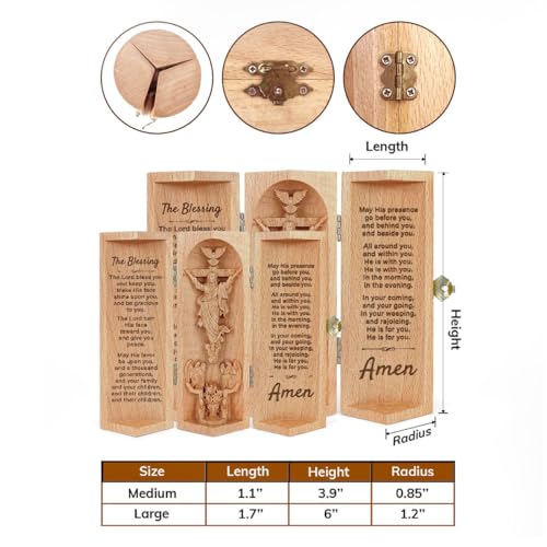 Jesuspirit Christian Decor Catholic Wooden Statue Home Decor Openable Wooden Cylinder Sculpture of Jesus D The Blessing Size S - Image 3