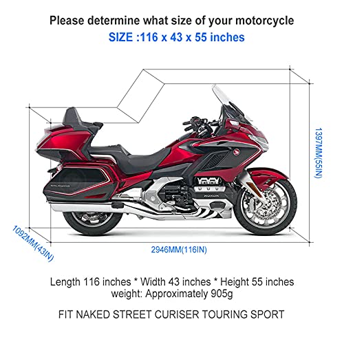NEVERLAND Motorcycle Cover Waterproof Outdoor - Motorbike Scooter Covers Heavy Duty Medium with Lock-Holes, Bandage, Storage Bag Compatible with Harley Davidson Kawasaki Yamaha Honda Grom (Up to 116”) - Image 2