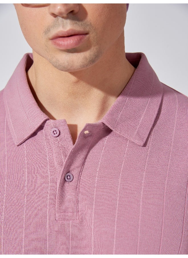 Maniac Mens Solid Polo Neck 3/4th Sleeve Brooklyn Lavender Color Tshirt and Lavender Short Cotton Oversized Fit Tracksuit  - Image 5