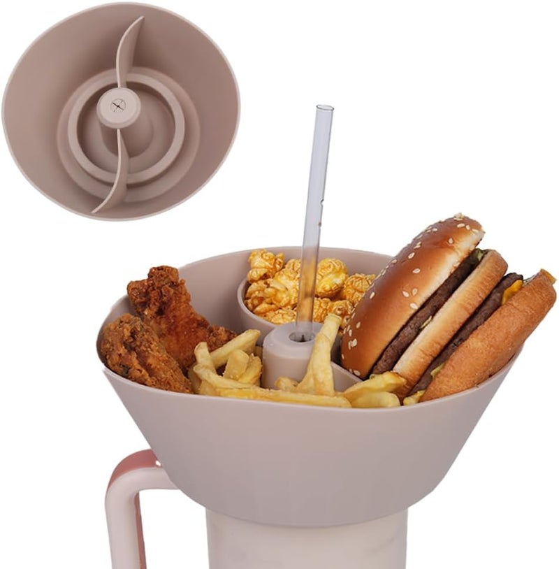 Generic Snack Bowl Stanley CupTumbler Snack tray with handle Reusable Snack Ring for Stanley Accessories Cream Silicone Snack Tray compatible with 40oz Stanley Cup Stanley Accessories Khaki - Image 1