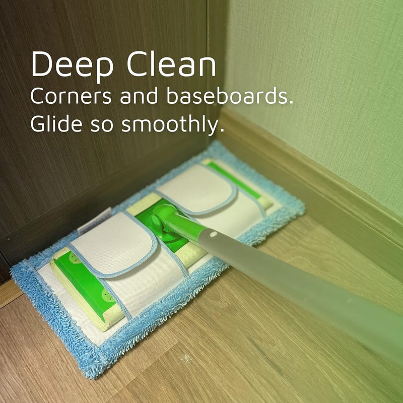 F Flammi Reusable Mop Pad for Swiffer Sweeper Mop, 12.5'' Microfiber Mop Pad Refill Washable for Hard Floor Baseboard Cleaning, Wet/Dry Cleaning Pad, 4 Pack - Image 5
