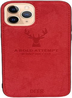 Digital Luxury Soft Texture Patterned TPU Full Body Protective Cloth Case for iPhone 11 Pro Max (Red)