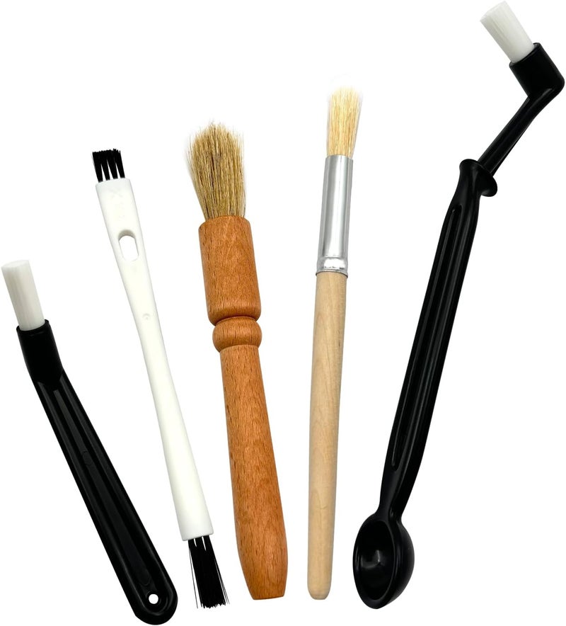Zalaxt Coffee Brush Set with Wooden and Nylon Brushes for Coffee Machine Cleaning, Professional Espresso Brush Set with Nylon Espresso Brushes Wooden Coffee Grinder Cleaning Brushes - Image 1