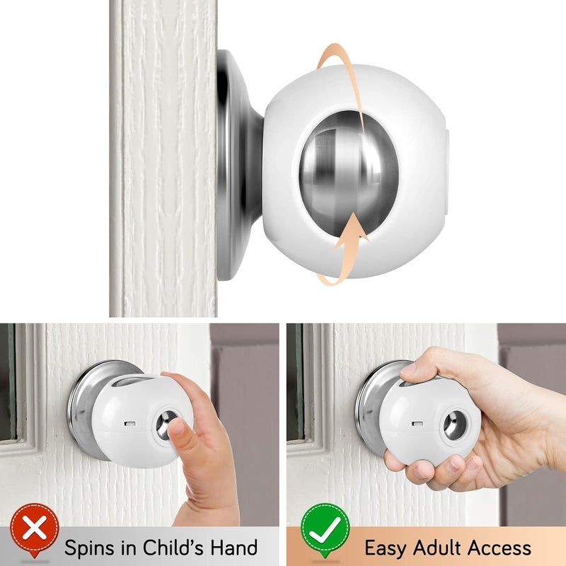 GRENFU Child Proof Door Knob Covers 6-Pack Universal Fit Baby Proof Door Knob Covers Prevents Toddlers from Opening Doors, Easy 1-Hand Use for Adults Door Knob Child Proof Cover Child Door Locks - Image 4